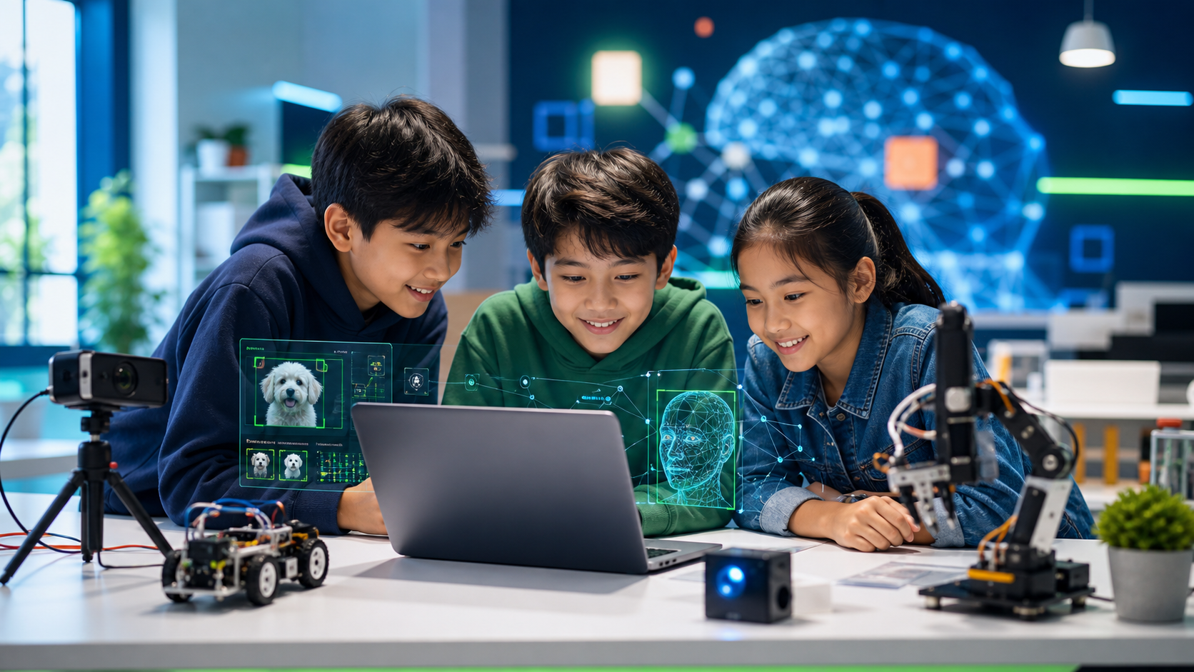 Students exploring Artificial Intelligence projects